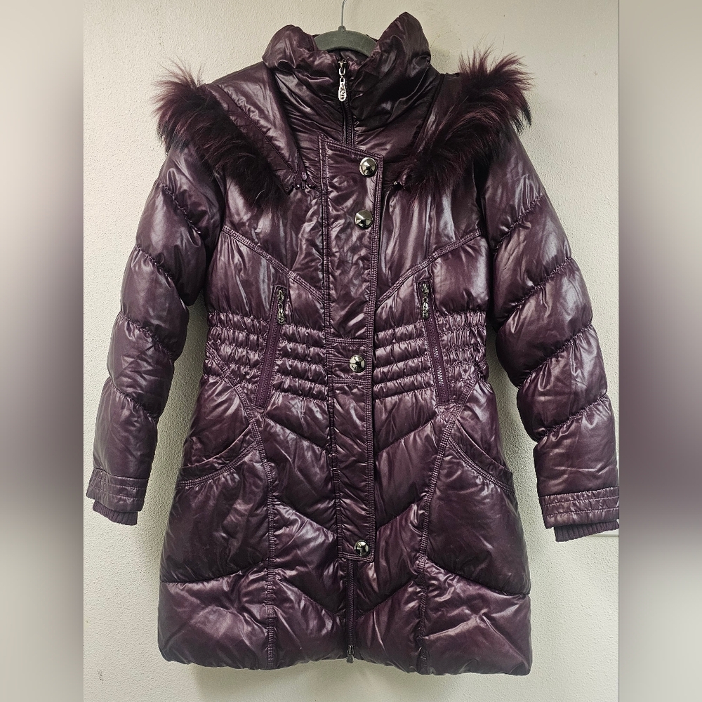 WOMENS FUR PURPLE JACKET LIKE NEW